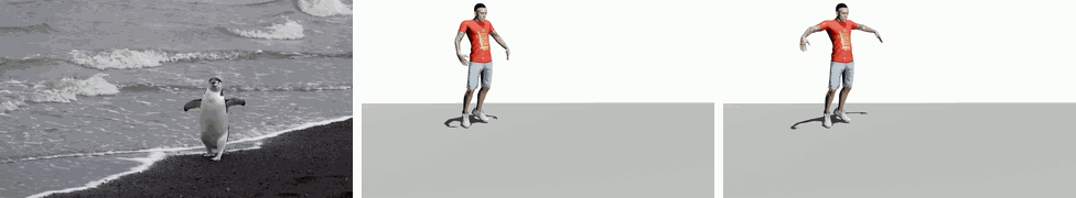 Editing the arm spread of human when perform penguin-like walking