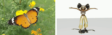 Butterfly-like wing flapping